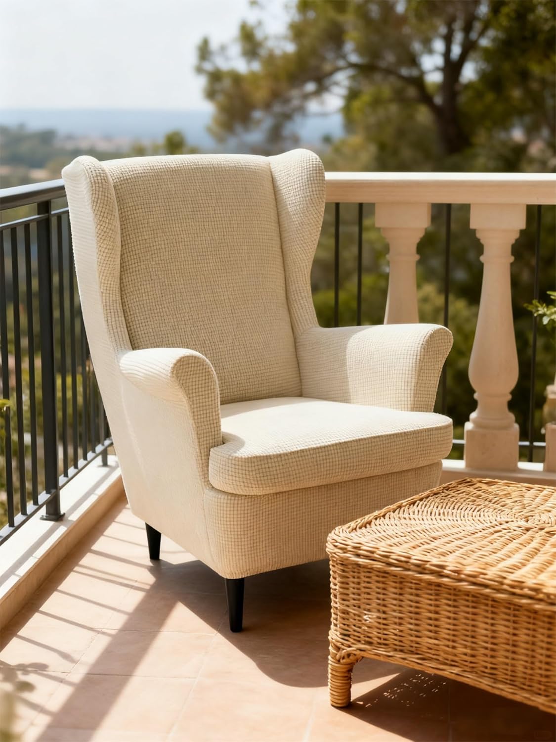 2-piece Stretch Wingback Chair Slipcover Modern Wing Armchair Covers With Elastic Bottom & Non-Slip Design, Furniture Protector For Pets, Kids, Living Room, Bedroom, And Hotel Use(Dark Brown,1pcs)