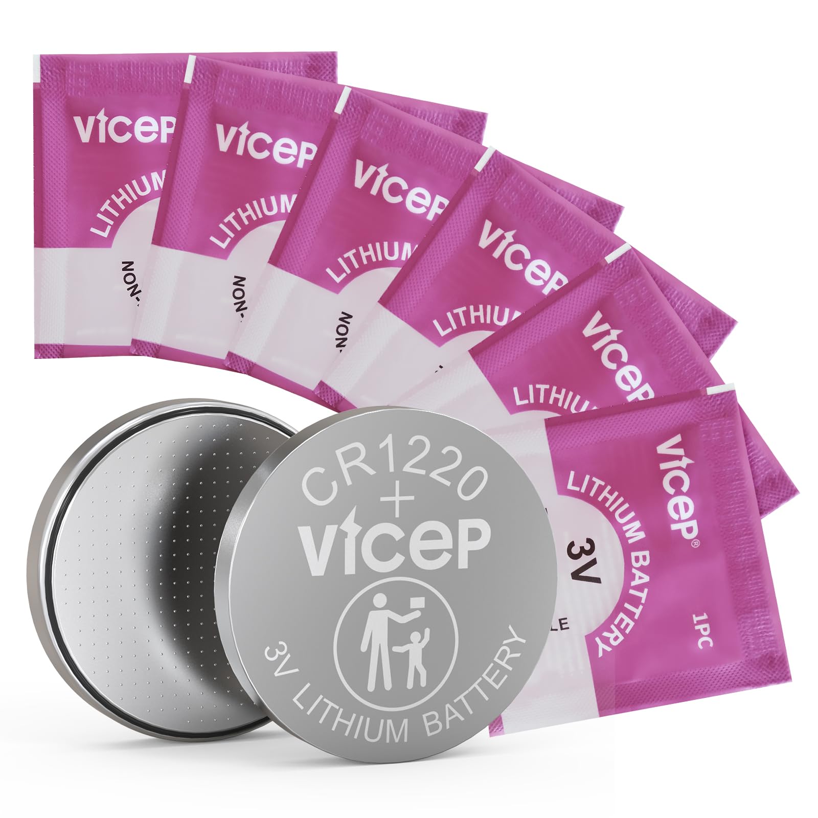 ViCep CR1220 ボタン電池 3V CR1220 リチウム コイン型電池 リモコン、モーションセンサー、温度計、時計などに対応個別包装(6個)