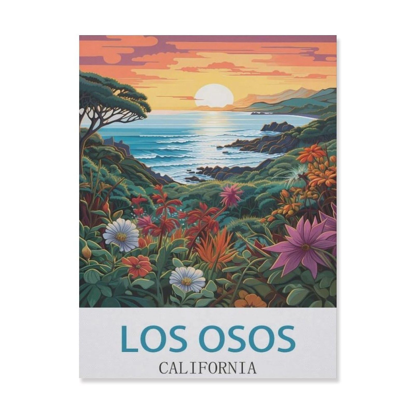 Los Osos California，Tin Sign Vintage Metal Signs Iron Painting Retro Metal Tin Sign Plaque Poster Garden Wall Art Plaque for House Bathroom Kitchen Cafe(30x40cm）12x16 inch-EF34