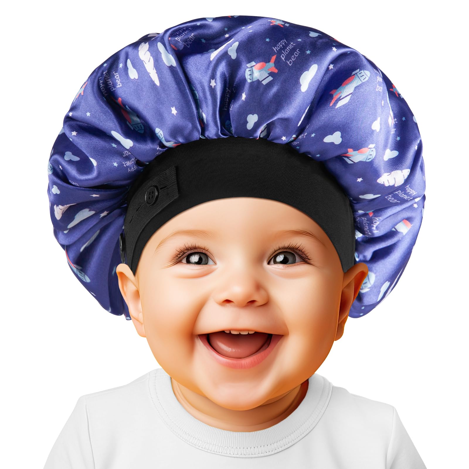 Set 4 Du-Rag In Raso Per Bambini – Morbidi Elastici Per Capelli A Onde (Nero, Verde, Blu, Rosso Scuro)