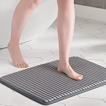 FRESHMINT Charcoal Infused Memory Foam Bath Mat, 17"x24", Gray