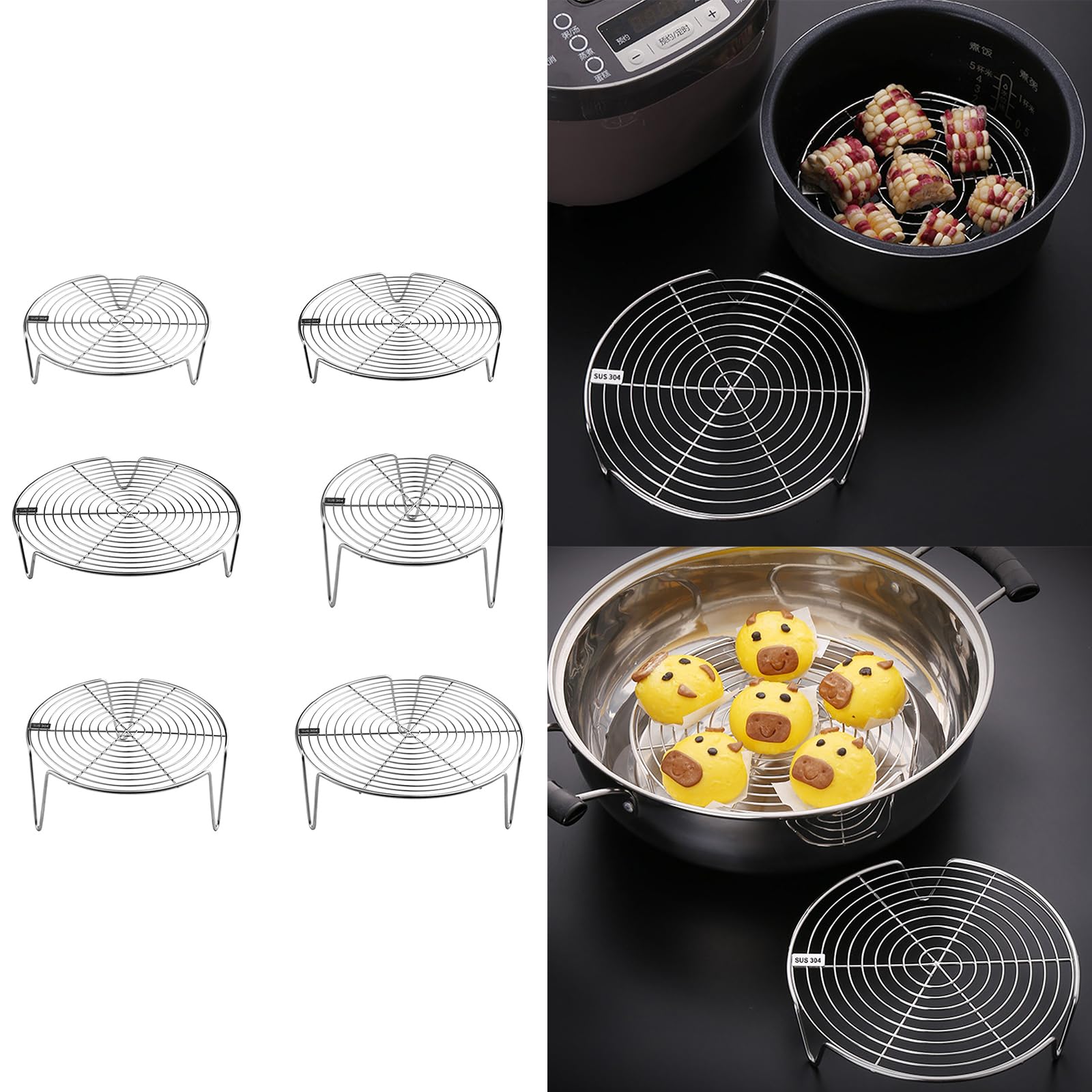 Amazon｜ステンレス鋼蒸し器ラック蒸しホルダー蒸しラック食品蒸し器