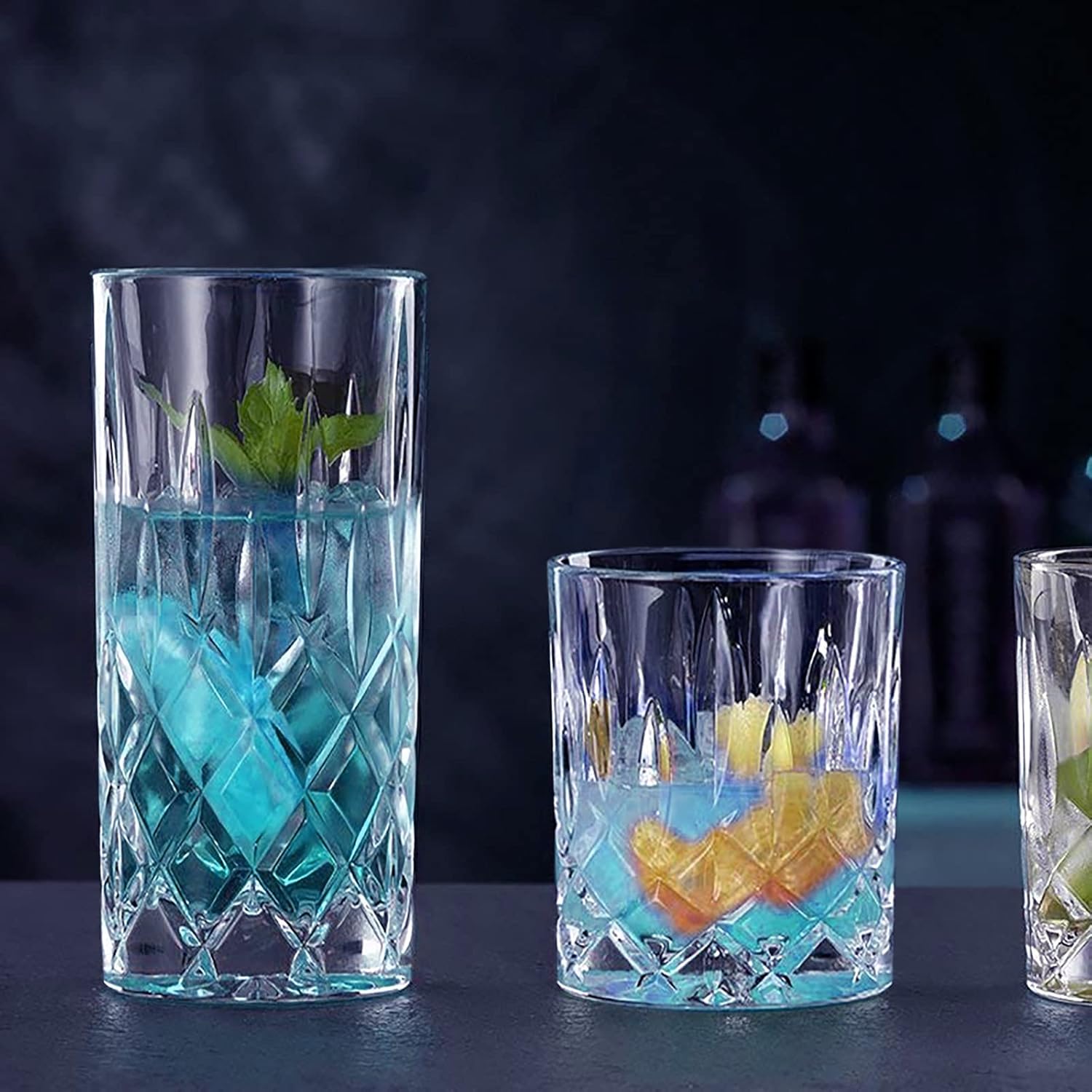 12-Piece Clear Crystal Diamond Design Drinking Glass Set