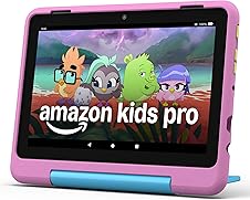 [50% off] Amazon Fire HD 8 Kids Pro tablet (newest model), ages 6-12. Bright 8" HD screen, includes ad-free content, parental controls, 13-hr battery, slim case for older kids, 32GB, Jungle Cat