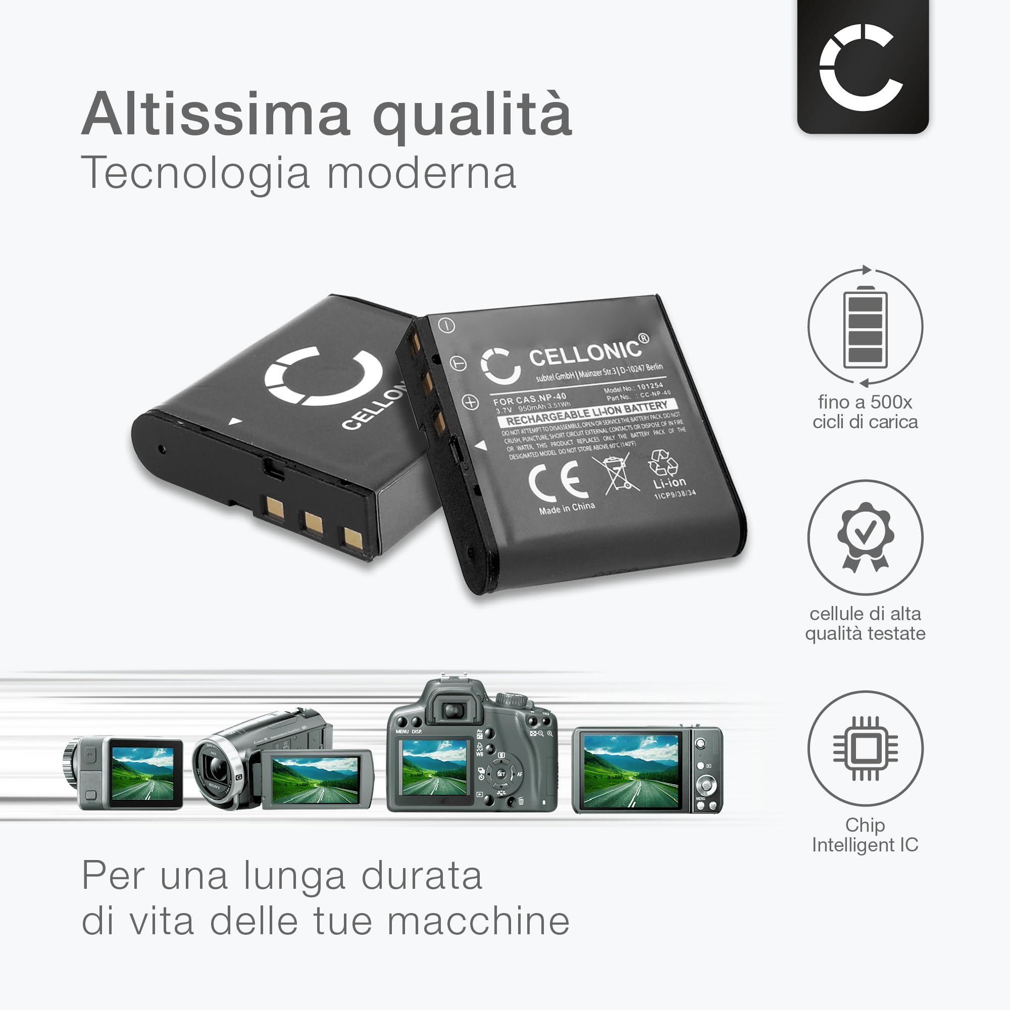 CELLONIC 2x Batteria per Fotocamera Compatibile con Kodak PixPro AZ528, PIXPRO AZ421, PIXPRO AZ422, LB-060 – (950mAh, 3.7V) + Caricabatteria