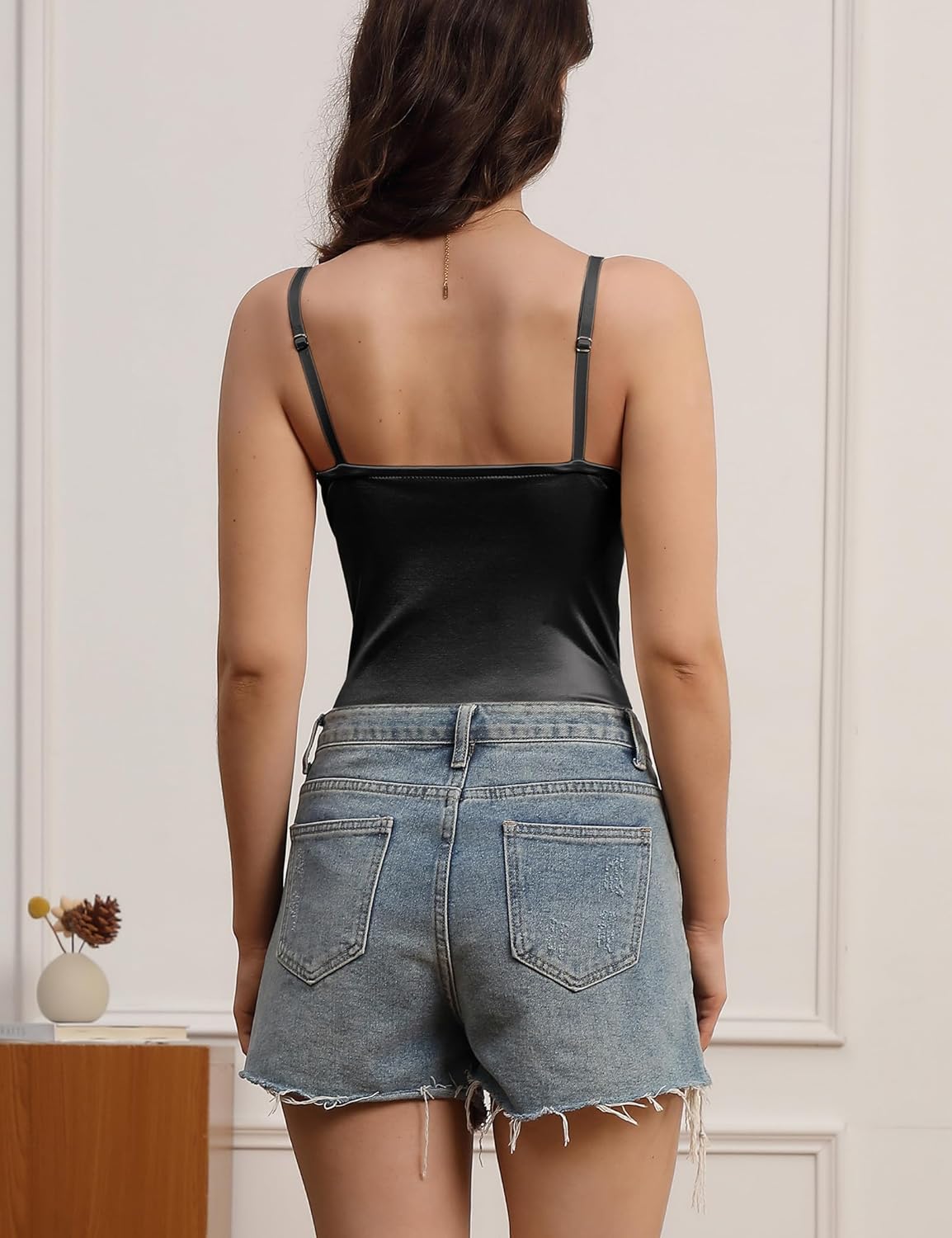 Velius Women's Sexy Metallic Shiny Bodysuit Tank Tops for Night Club Going Out - Image 4