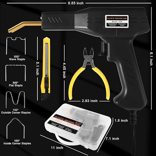 Miniatura 6 de ATOLS Soldador de plástico, 1000 grapas, Kit de soldadura de plástico, Kit de grapadora en caliente, Kit de pistola de soldadura de plástico, Kit de