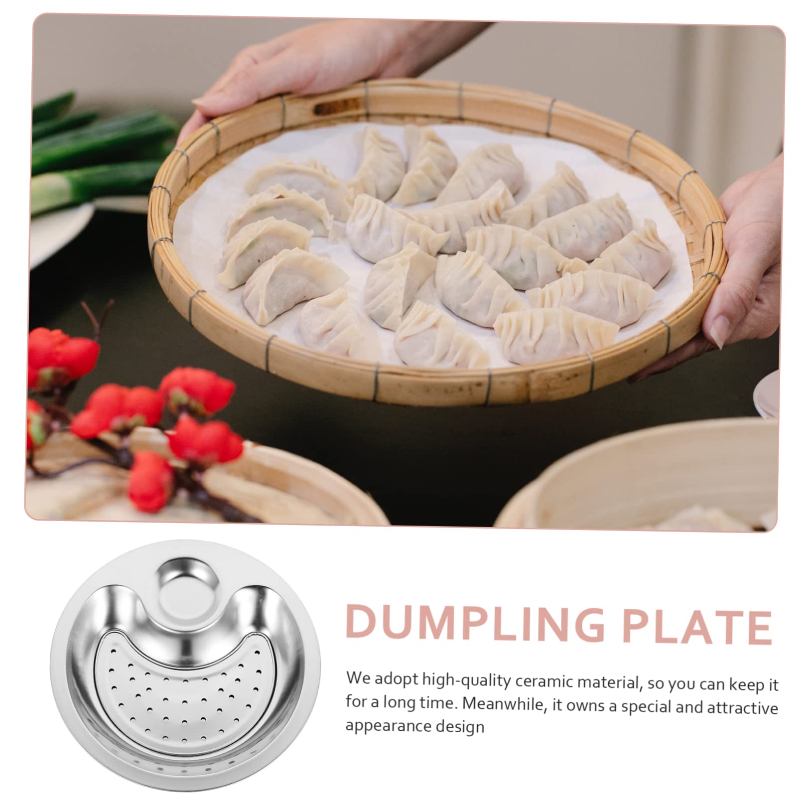 FUNOMOCYA Dumplings Dish Sushi Dipping Plate Dumpling Serving Dish Cafeteria Food Trays Compartment Serving Platter Chip Serving Plate Chip Dip Serving Dish Appetizer Tray 2 Tier Tray