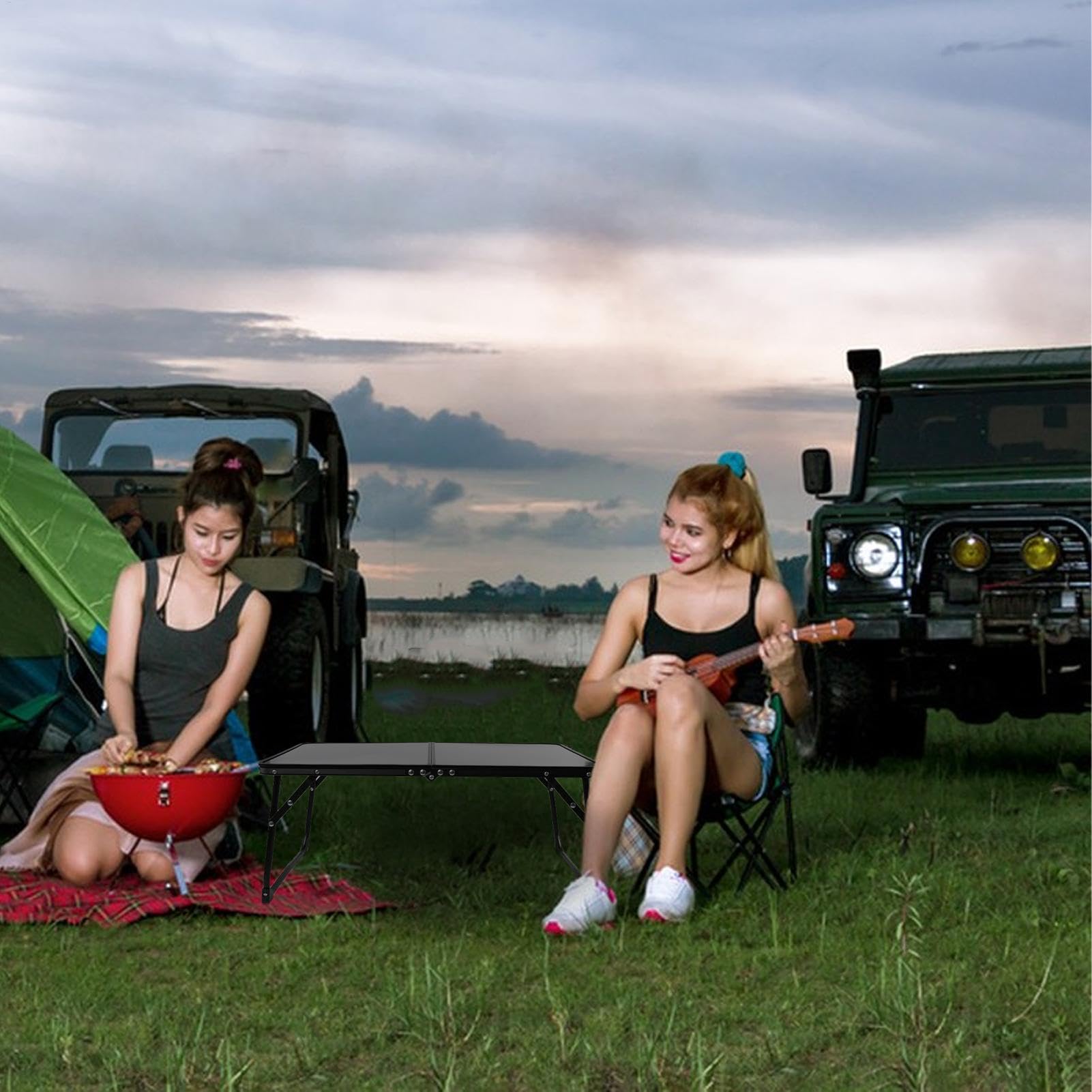 Tavolo da campeggio compatto da esterno, tavolino da campeggio - Tavolo da | spiaggia portatile pieghevole,Tavolo da campeggio Tavoli da picnic con supporto stabile per un uso versatile all'aperto