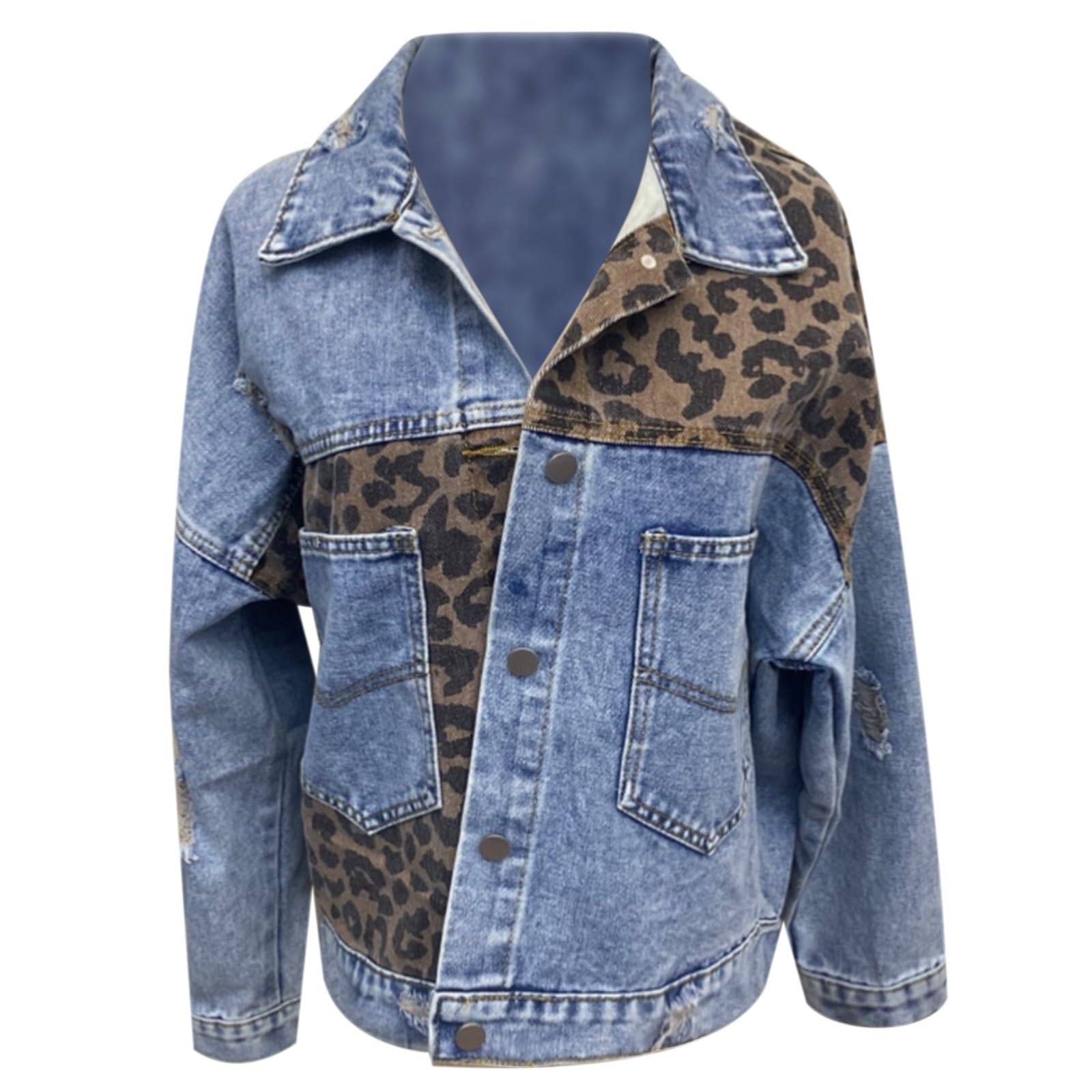 Vestes en jean pour femme pour le quotidien décontracté avec poches patchwork et coupe décontractée, parfaites pour toutes les saisons et tenues polyvalentes