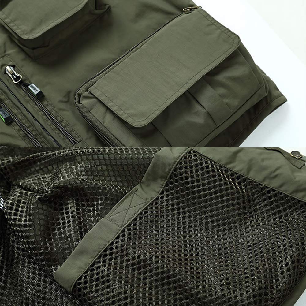 Chaleco de Pesca Multi Bolsillos Hombres Chaqueta sin Mangas Fotografía Reportero de Viaje al Aire Libre JP7898