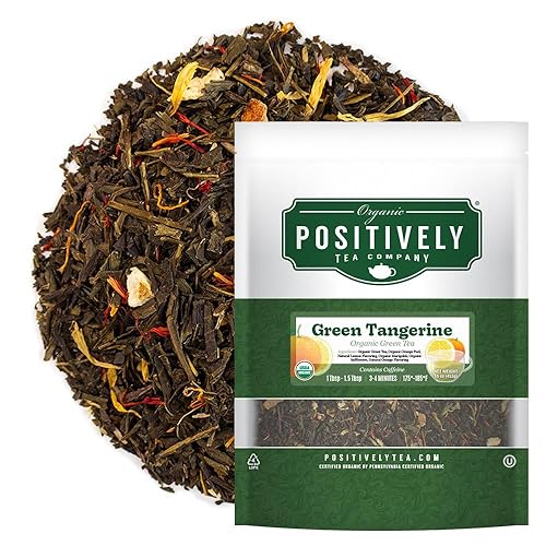 Organic Positively Tea Company, Mandarina verde, té verde, hoja suelta, 16 onzas