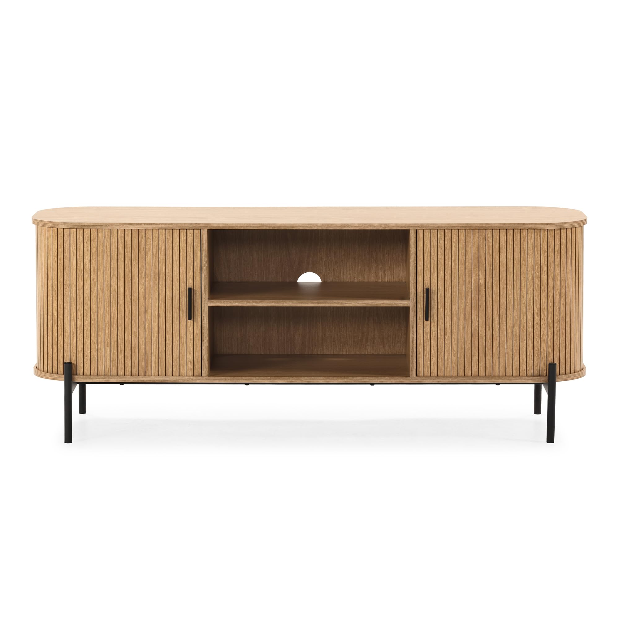 HOMN LIVING Mueble TV Mónaco 2 Puertas 2 Huecos Color Roble, 140 cm (Ancho) 40 cm (Profundo) 55 cm (Altura)