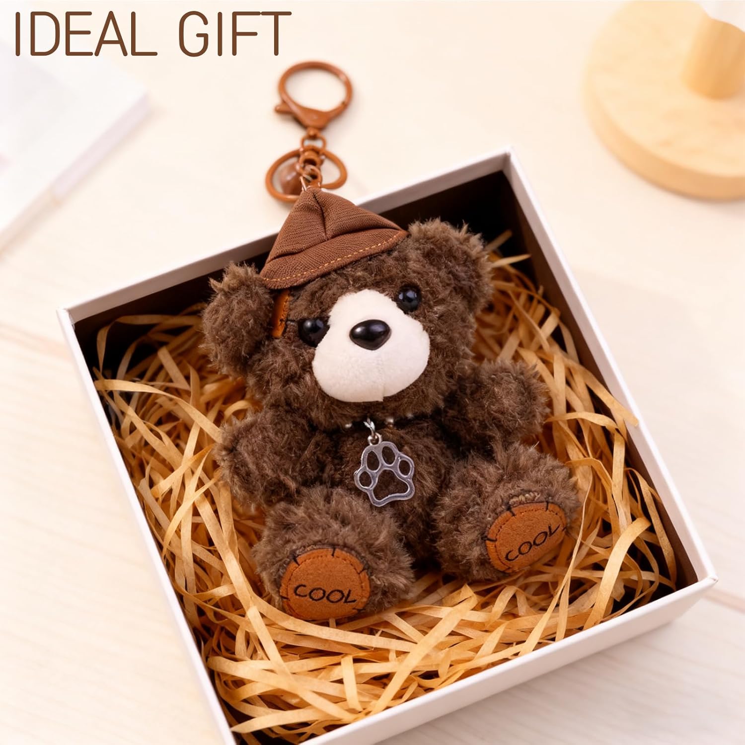 Bear Plush Stuffed Keychain with Hat Bag Charms, Pendant for Handbags, Christmas and Birthdays Gift - Image 5
