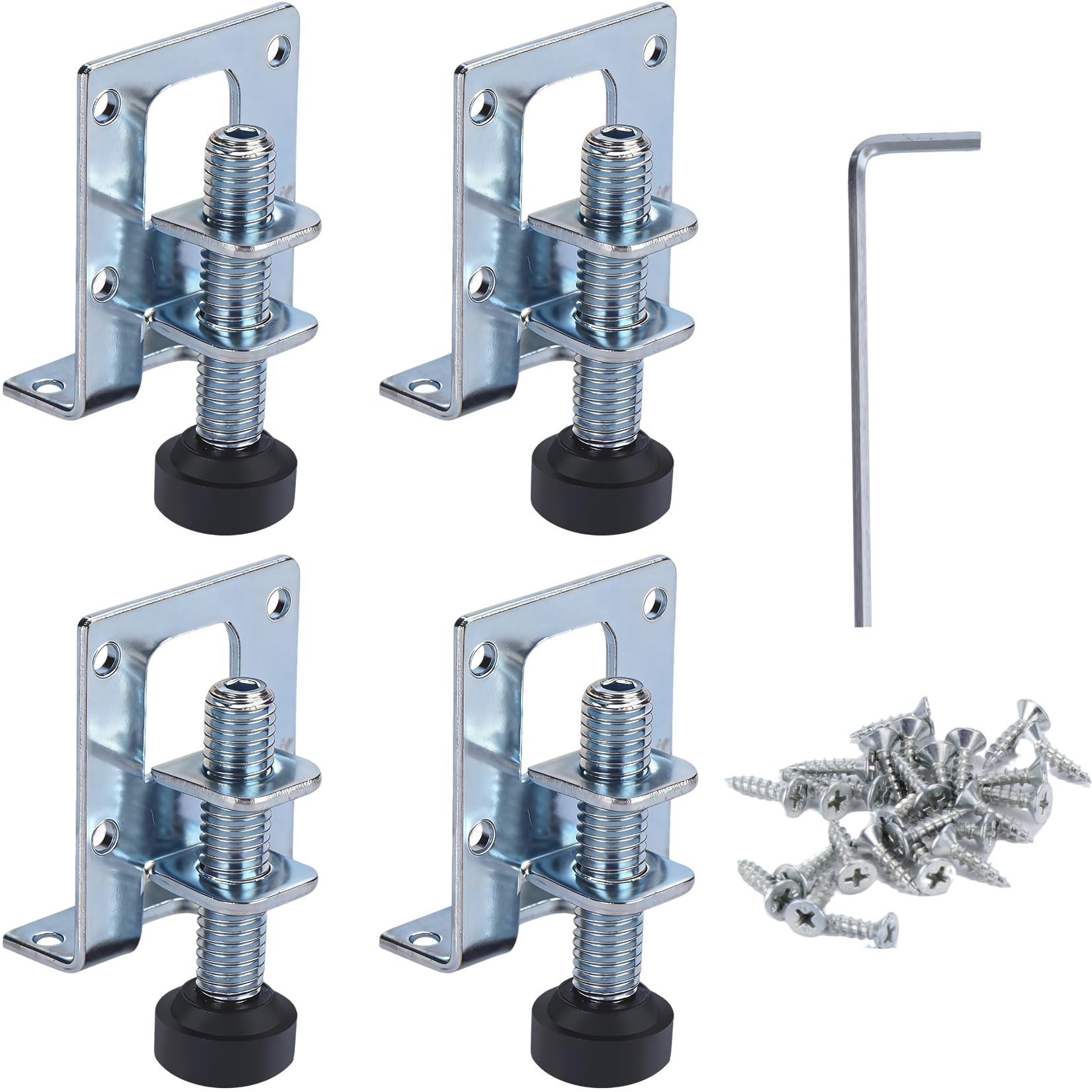 Wangzhenxi 4pcs M10 Adjustable Furniture Feet，Adjustable Feet for Furniture,Heavy Duty Levelling Feet with Hex Key & 24 Screws for Tables, Cabinets, Workbenches & More