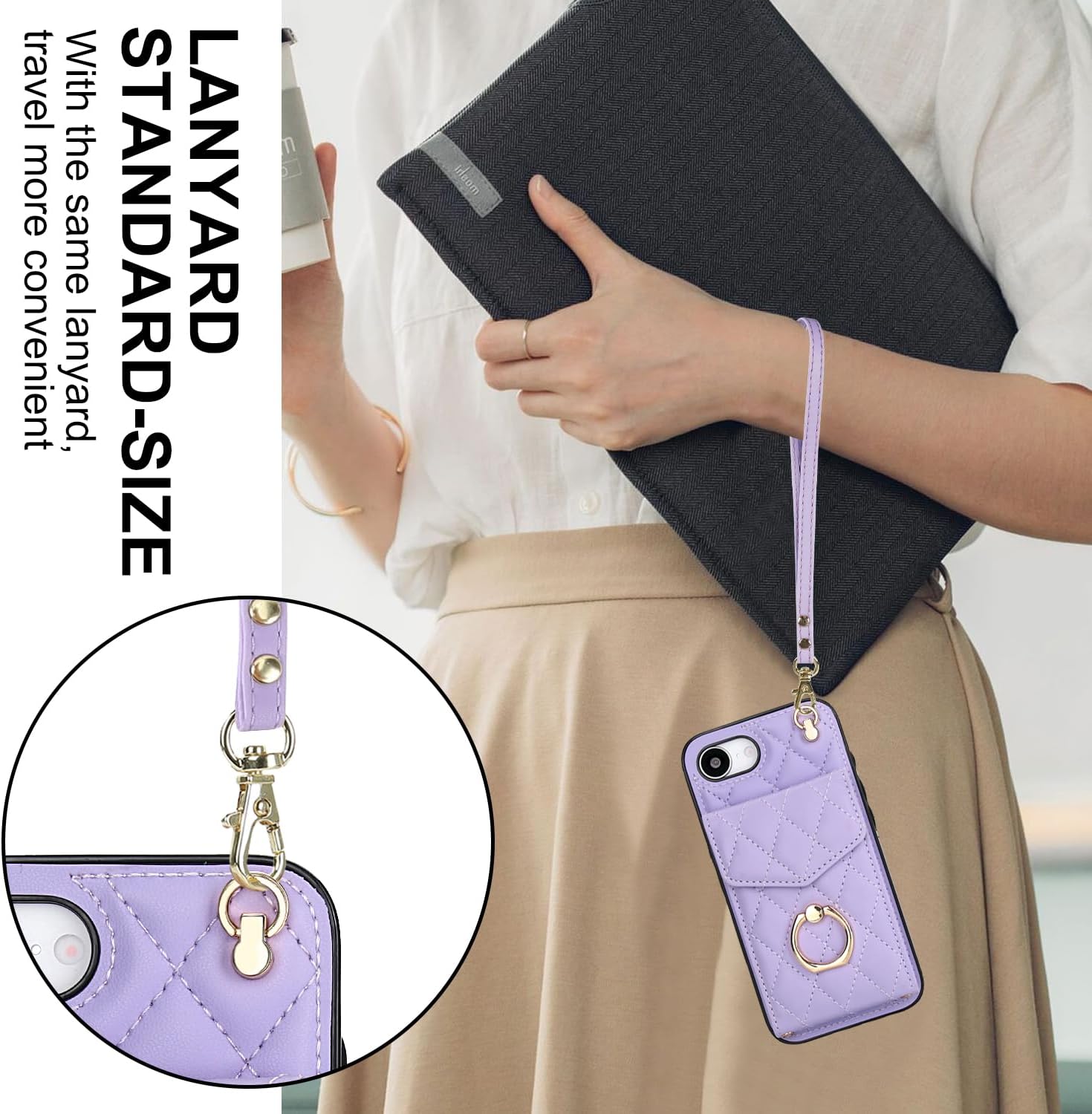 Phone Case for iPhone 16e/SE 2025/SE 4 Wallet Cover with Tempered Glass Screen Protector and Ring RFID Blocking Card Holder Cell i Phone16e i16e 16 e SE4 4th Generation 16eCase Women Men Girls Purple
