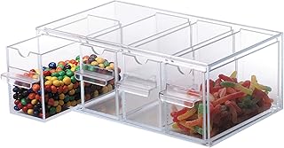 Dispense-Rite TD-4 Four Section Countertop Topping Dispenser Organizer, Clear Acrylic