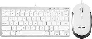 Macally Mini Wired Keyboard and a Quiet Wired Mouse, Office Essentials
