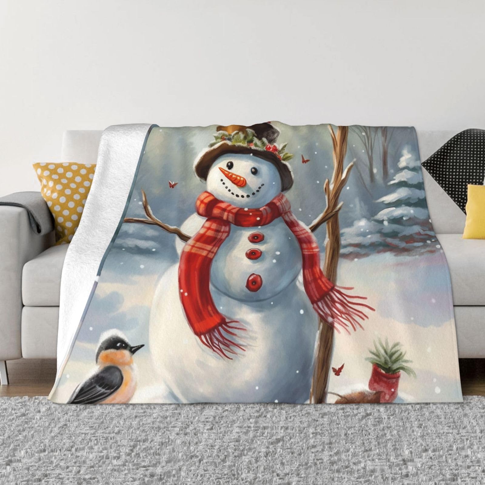 Couverture polaire en flanelle réversible jeté de lit chaud 203x152 cm