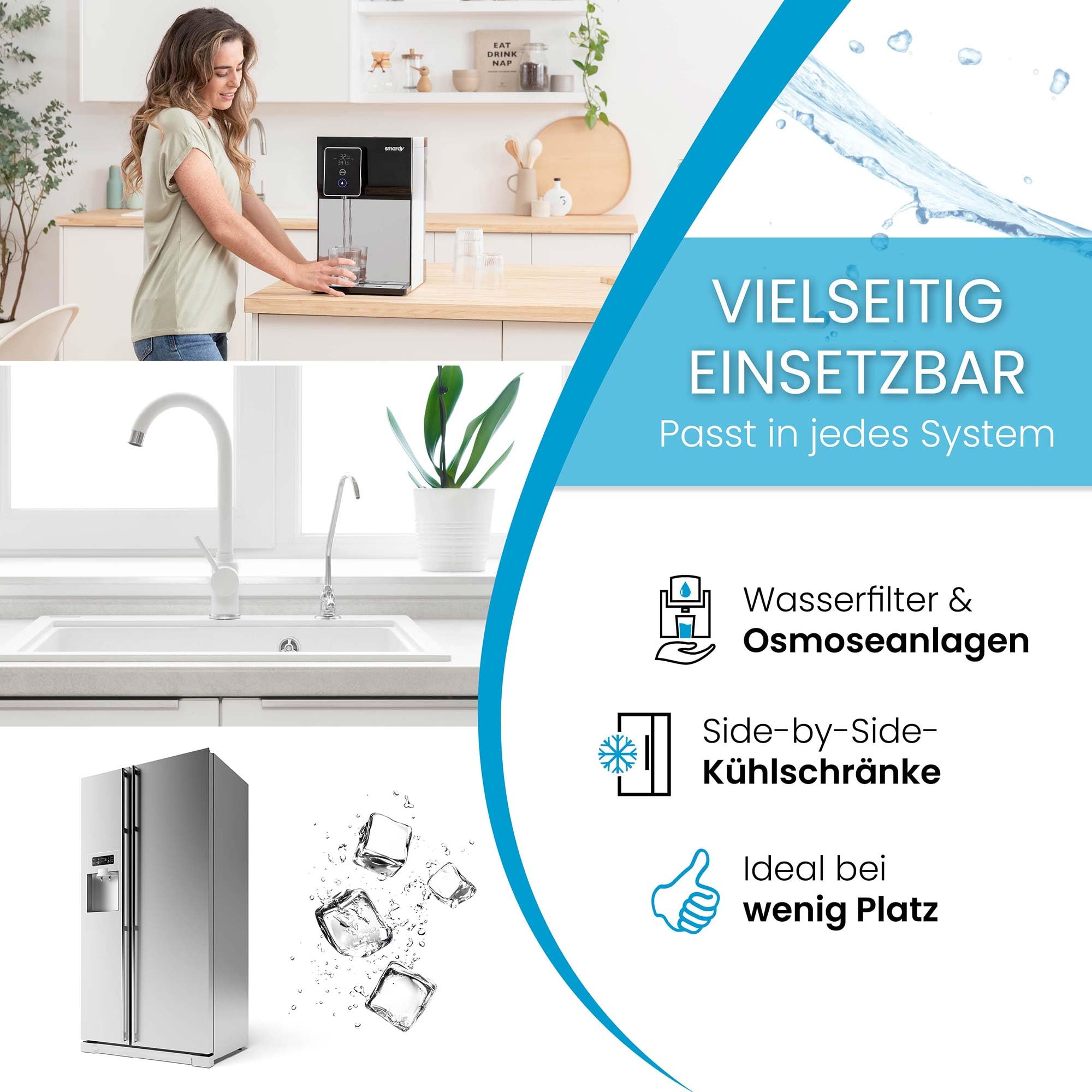smardy ZO006 Set di Collegamento Universale 15m Tubo dell'Acqua 1/4"(6,35mm) Kit di Installazione con Regolatore di Pressione per Frigorifero Macchina del Ghiaccio