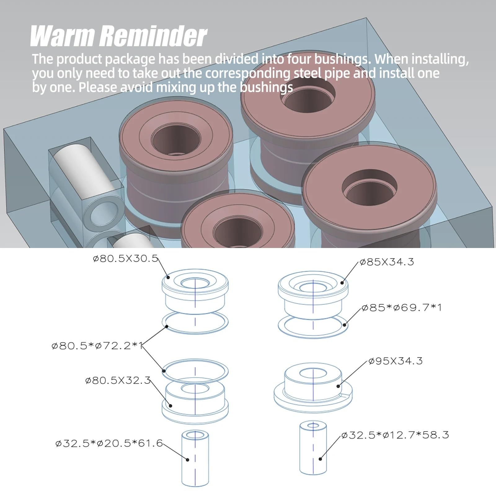 Zawieszenia Wahacz Tuleja górna Pasuje do Bmw E46/X3 E83,33316770781,33316770783,33316770784,33311092517 tuleje tylnej ramy pomocniczej
