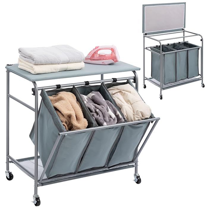 Buy ALIMORDEN Laundry Sorter Cart Heavy Duty 3 Bags Classic Rolling