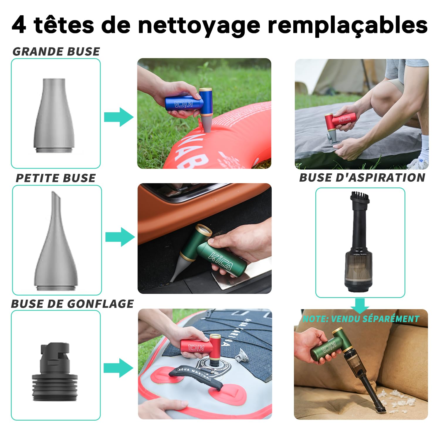 Kica JetFan 2S Souffleur Air Comprimé, 117000 TR/Min de Pulvérisation d’Air Comprimé avec Batterie 1100mAh,Vitesse libre Mini Souffleur, pour Clavier, Nettoyage de PC, Nettoyage de la Maison,Rouge