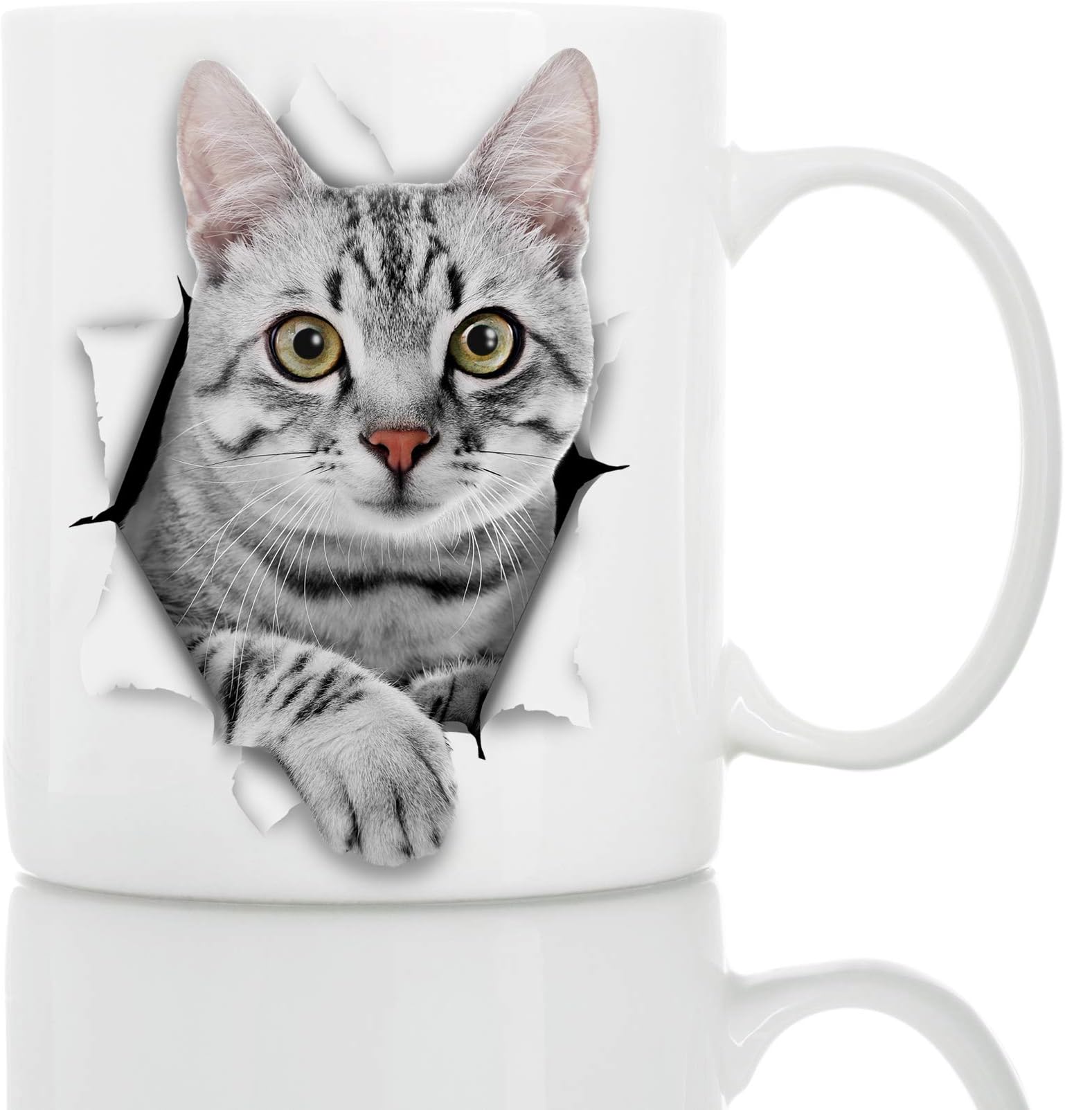 Reaching Tuxedo Cat Coffee Mug Ceramic Funny Coffee Mug