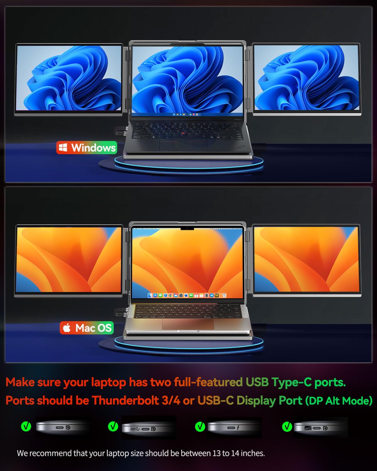 Amazon.com: Intehill 4K Laptop Screen Extender, 13.4