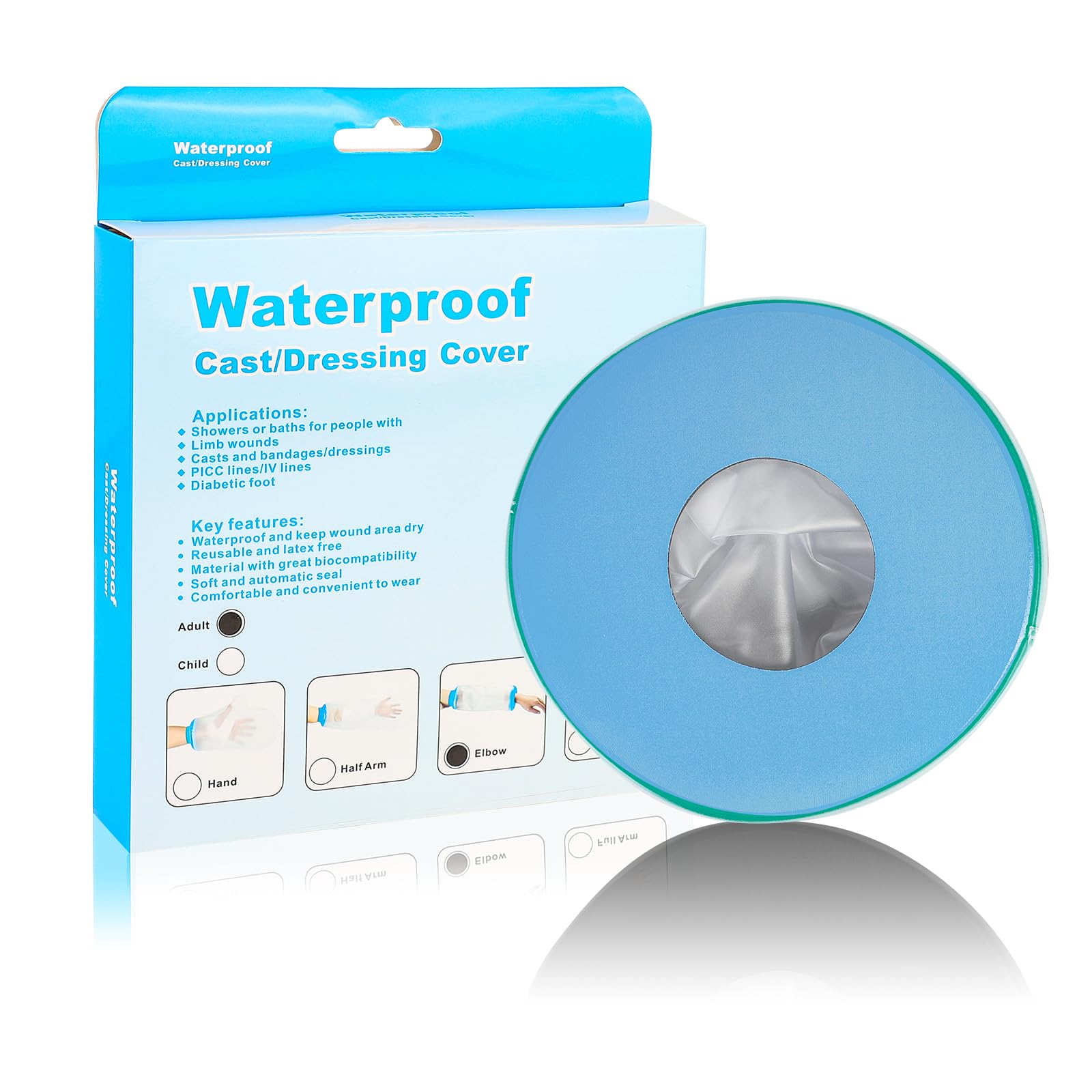 SUPERNIGHT Funda impermeable para ducha, protector de codo para adolescentes para nadar y bañarse, funda de vendaje impermeable reutilizable para heridas de brazo y mano de niños, evita infecciones