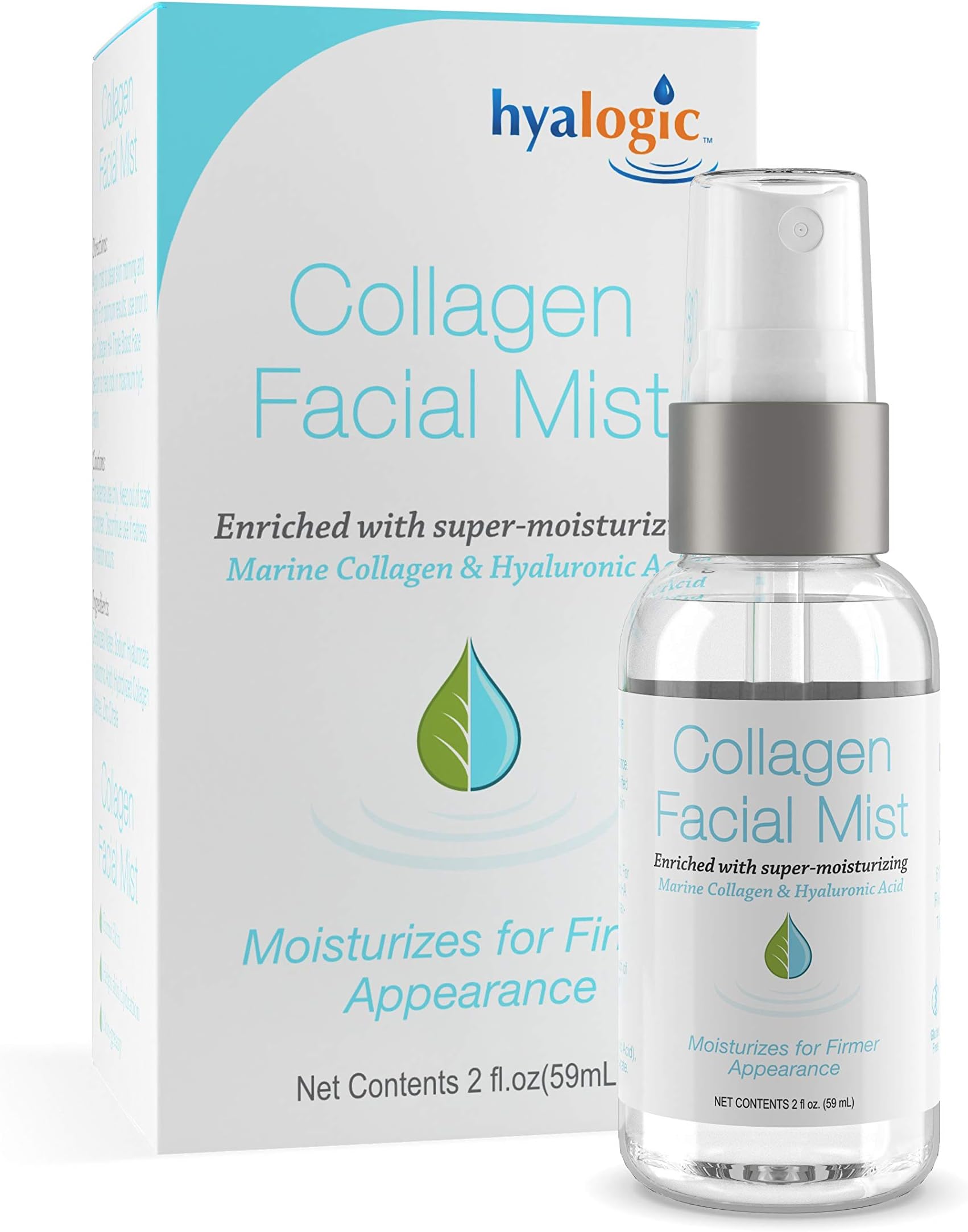 Hyalogic Marine Collagen Facial Mist w/Hyaluronic Acid—Skin Revitalizing and Moisturizing Spray – 2 oz.