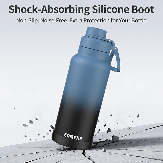 32 oz Insulated Water Bottle 2 Lids Stainless Steel Vacuum Flask
