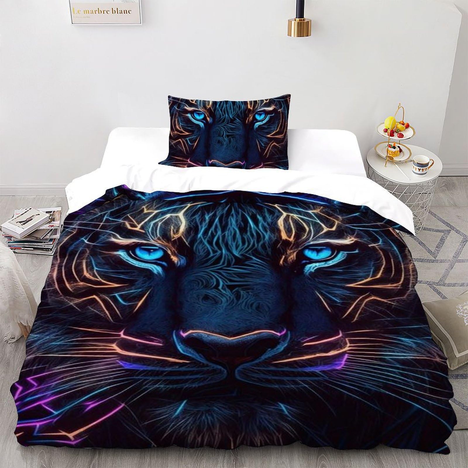 Housse de couette lion fantôme en microfibre 135x200 cm avec fermeture éclair pour garçon