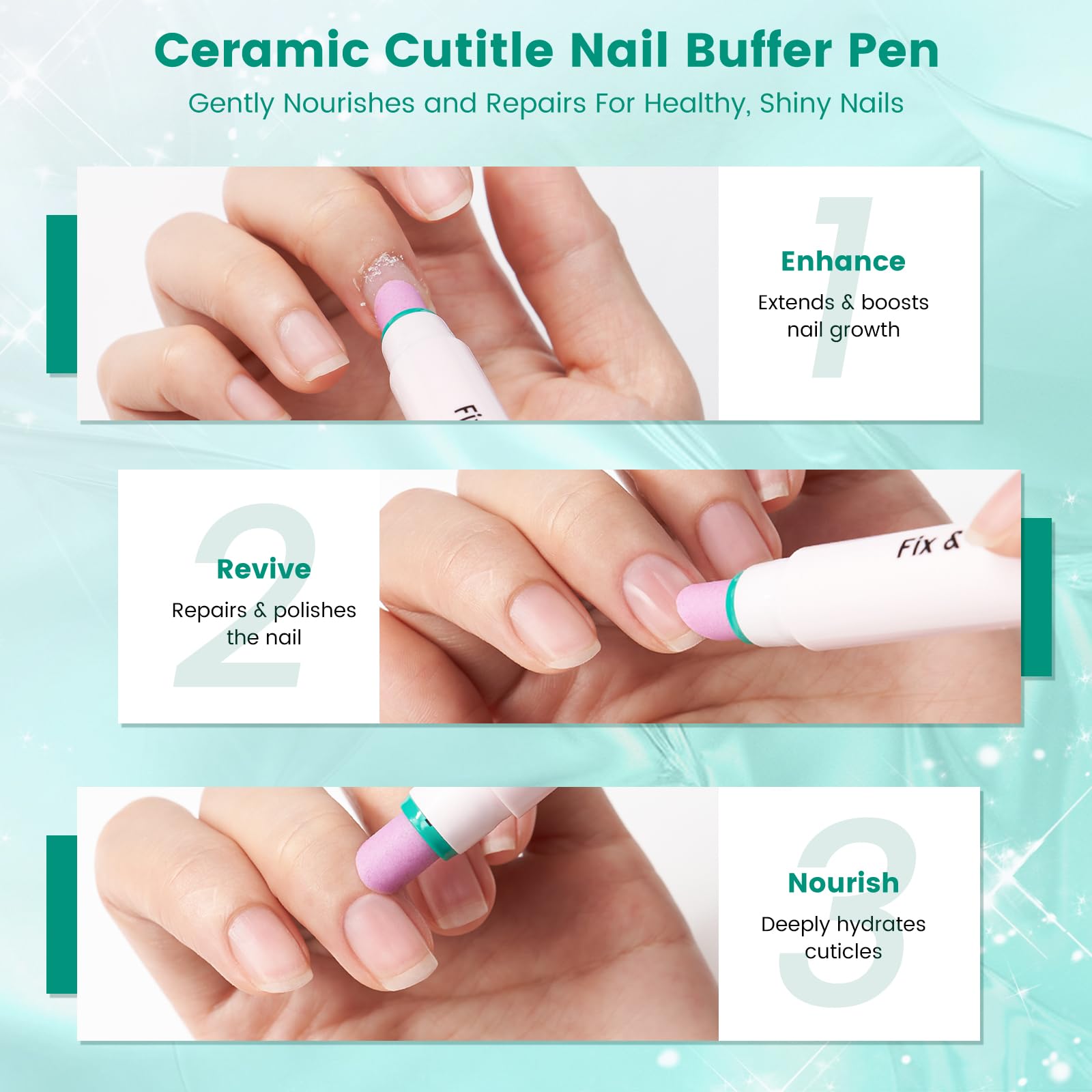 Huile Cuticules Ongles Stylo en Céramique: 3-en-1 Pousse Cuticule Ongle Remover Nail Care Pen - Huile a Cuticule Ongle pour Réparer les Fissures et Sèche des Ongles - Soin des Ongles Cuticules Oil