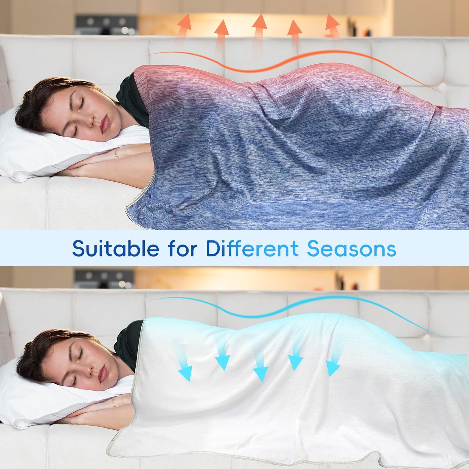 Cooling Blanket Cool Summer Blankets for Hot Sleepers Soft Double Side Enhanced Ice Blanket for Bed Couch Sofa, Keep Cool for Night Sweats 59''X79'' Blue - Image 4