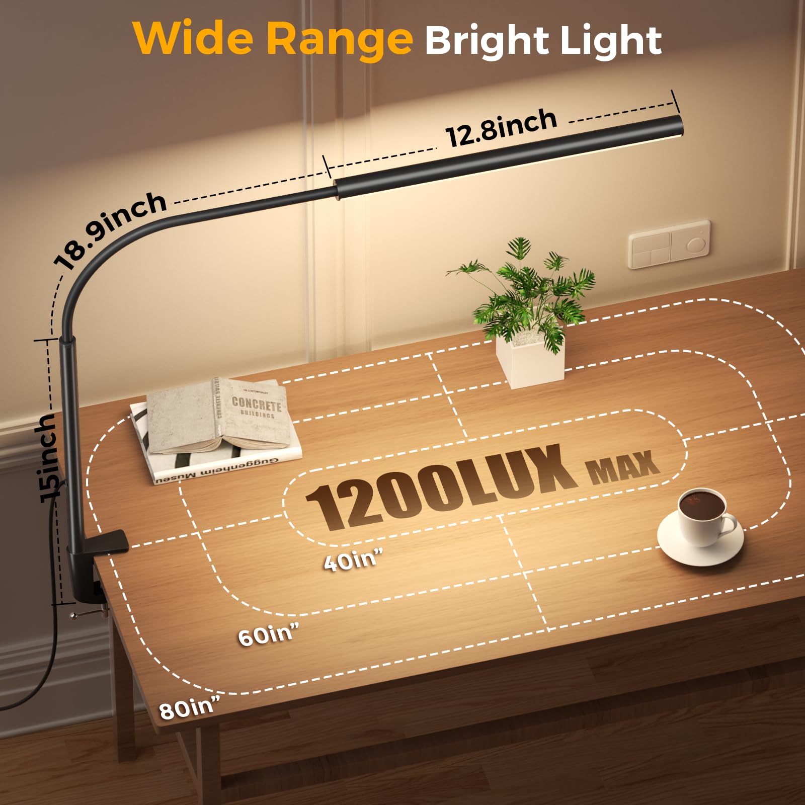 WHW3WIN LED Desk Lamp with Clamp, Flexible Gooseneck, 5 Lighting Modes, 11 Brightness Levels, Timer & Memory - Image 4