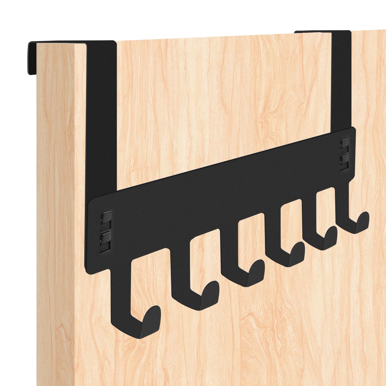 dabinzhijia Pack of 2 Sets Over Door Hook, Black Over Door Hanger with 6 Hooks, Strong and Durable, Suitable for Bathroom, Bedroom, Kitchen, Clothes, Towels