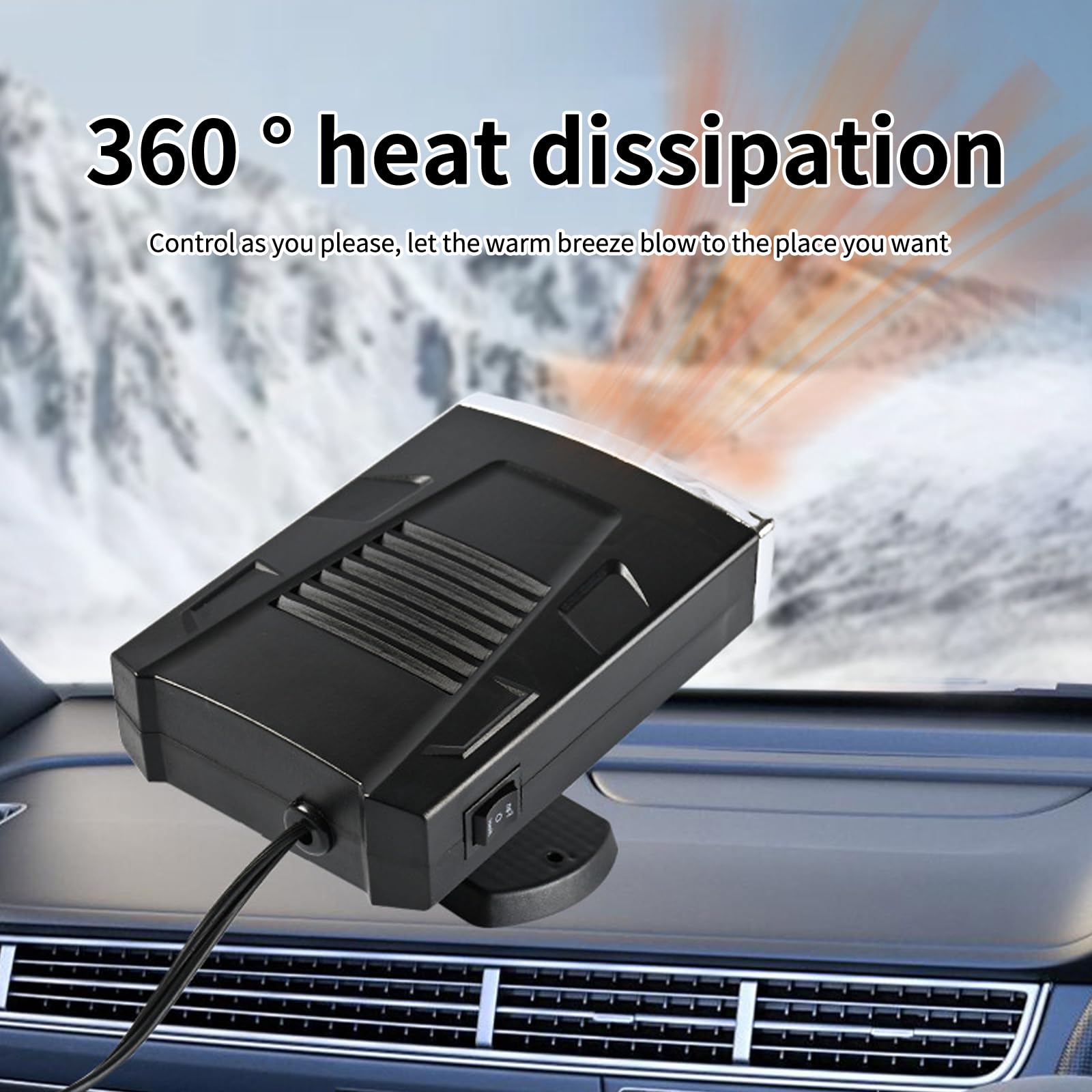 DAZZTIME Riscaldamento per Auto,Riscaldatore Portatile,Riscaldamento Rapido per Auto,Riscaldatore per Auto,Riscaldamento Rapido 2 in 1 e Funzione di Raffreddamento,Sbrinatore per Auto,per Auto