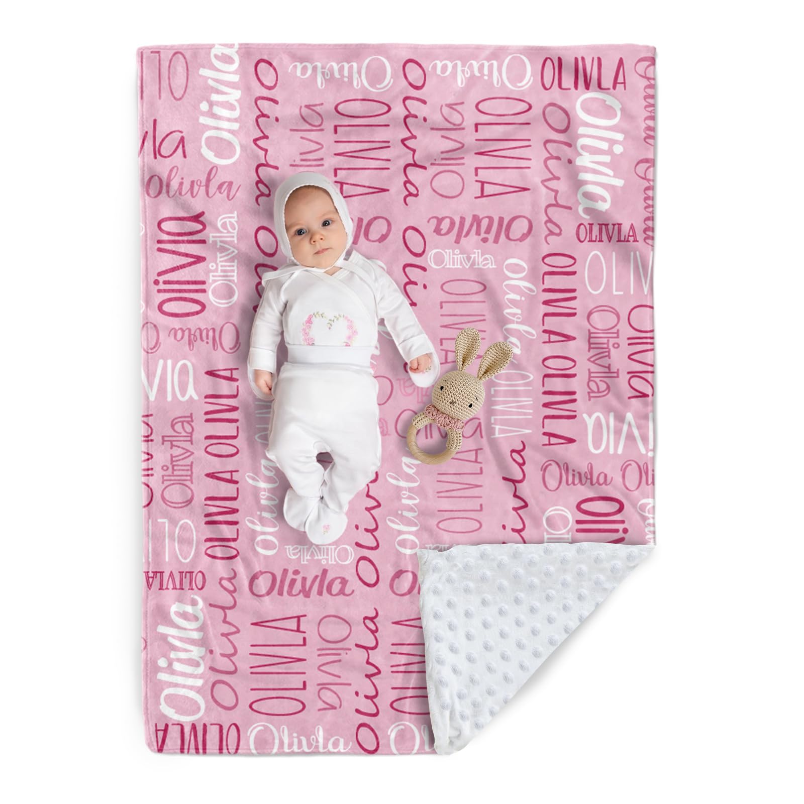 Custom Baby Blanket - Personalized Names Design - Soft Plush Blanket with Double Layer Dotted Backing for Boys Girls Color19(30x40 inches)