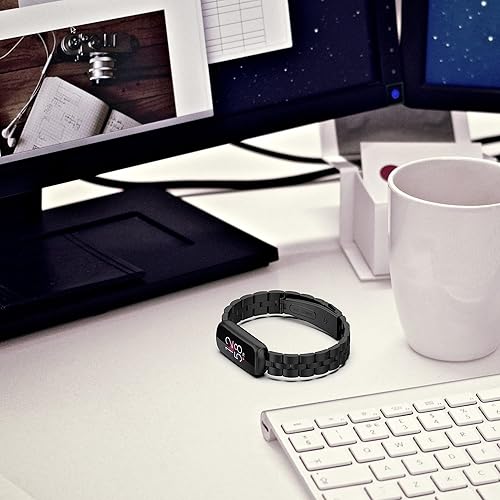 Miniatura 8 de FitTurn Correas compatibles con Fitbit Luxe Metal acero inoxidable correa de reloj de repuesto clásica duradera de enlace sólido accesorio hebilla