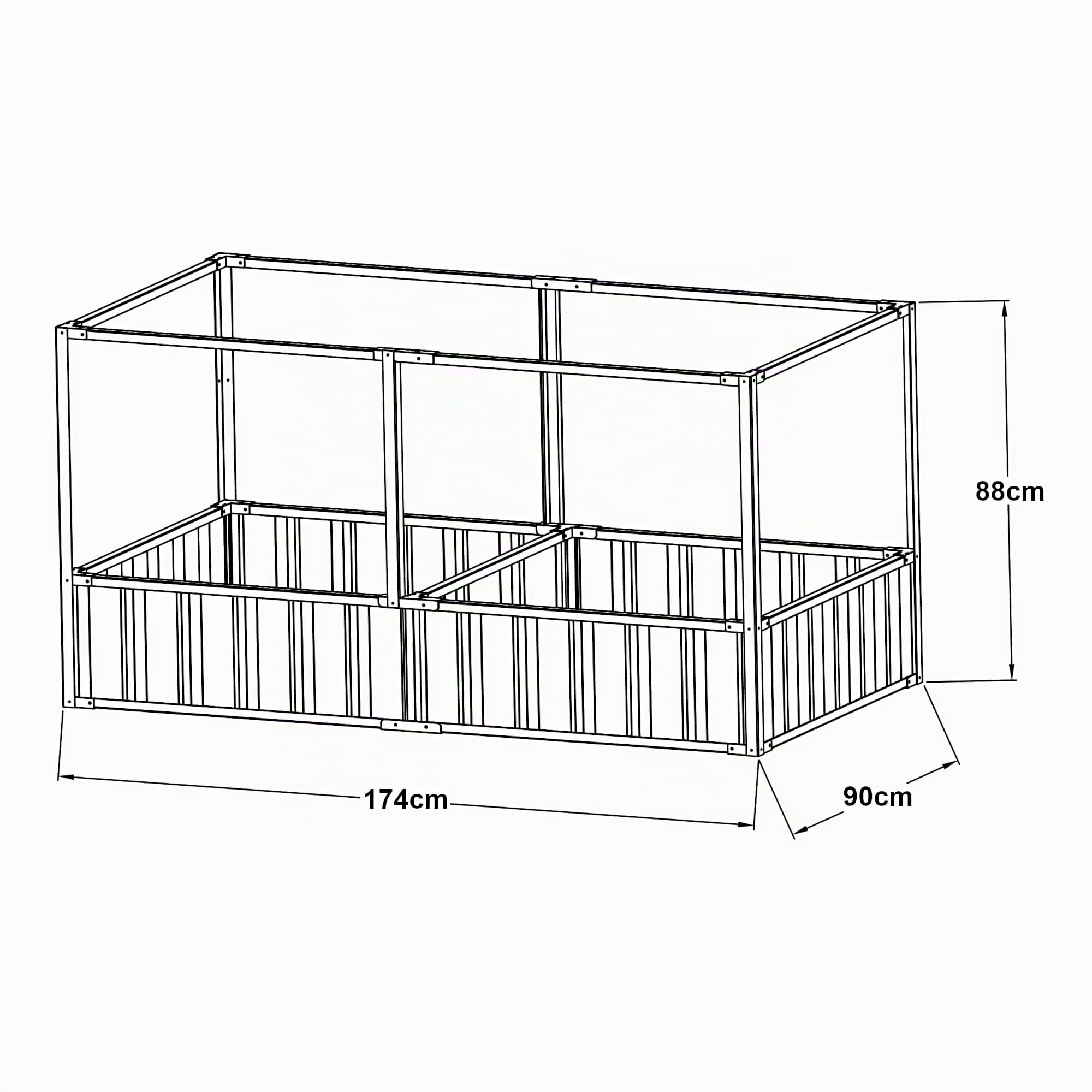 [en.casa] Hochbeet Alblasserdam Blumenbeet mit Abdeckung 174 x 90 x 88 cm Gartenbeet mit Netz Handschuhe Gewächshaus für Garten Metall Kräuterbeet Anthrazit