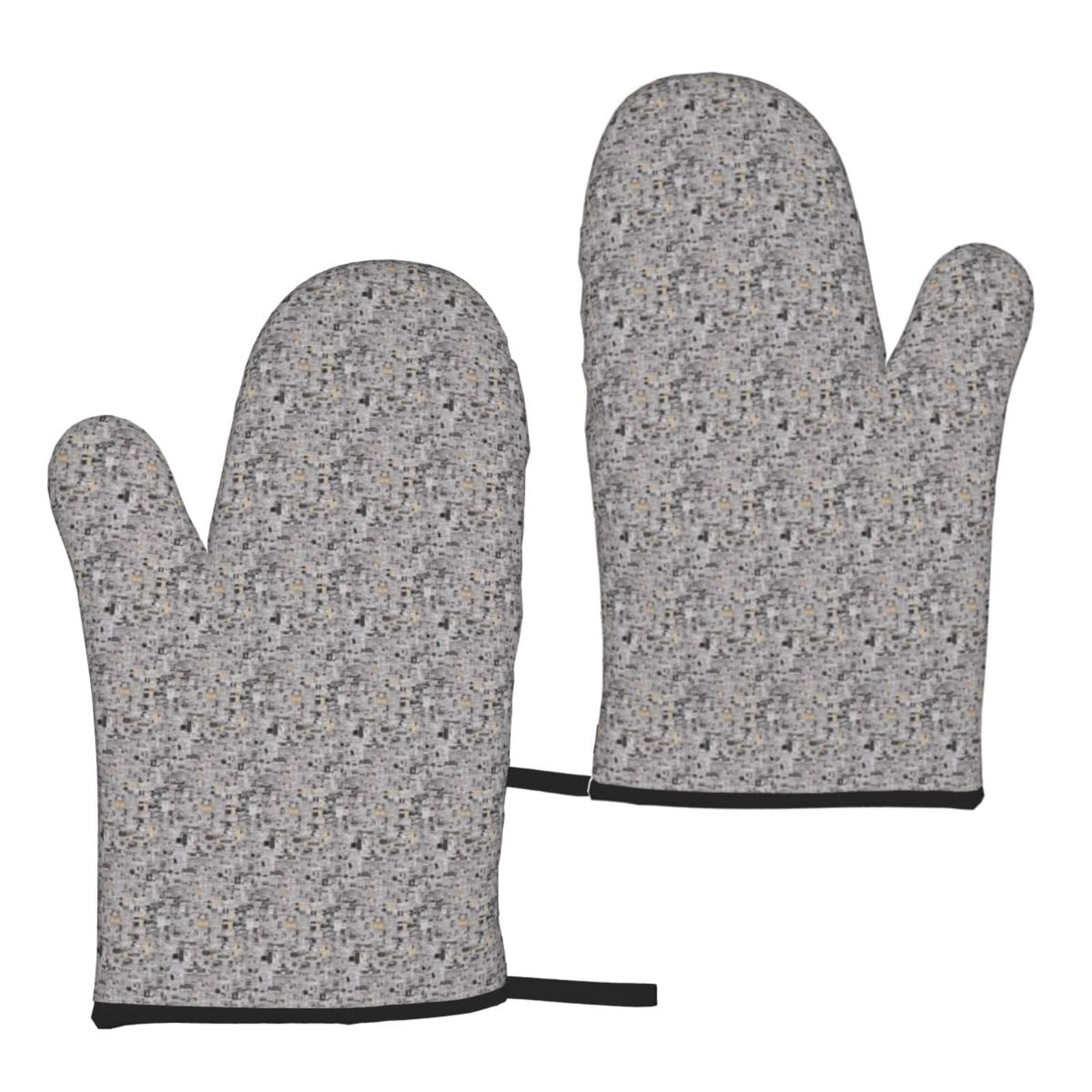 Newspaper Print Heat Resistant Universal Fit Oven Microwave Gloves Home Cooking Baking Grilling