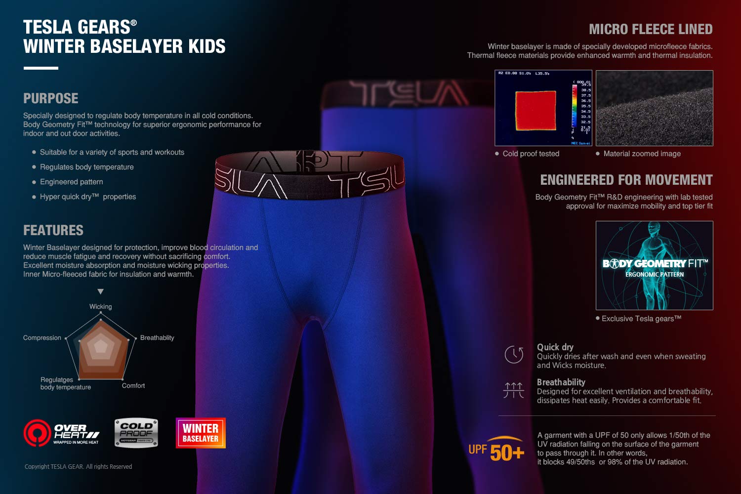 TSLA Pantalones de compresión térmica para niños y niñas, Mallas Deportivas y Pantalones para Correr