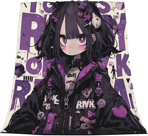Miniatura 7 de LBW Manta Kawaii de dibujos animados de anima, bonita manta para niñas, manta de viaje de franela súper suave para dormitorio, sala de estar, sofá