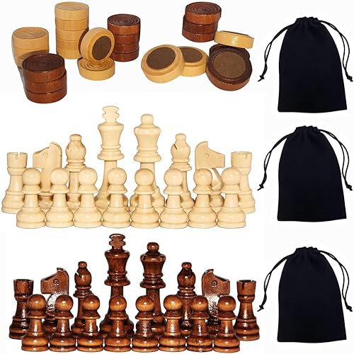 Piezas de repuesto de damas y damas de ajedrez de madera prémium