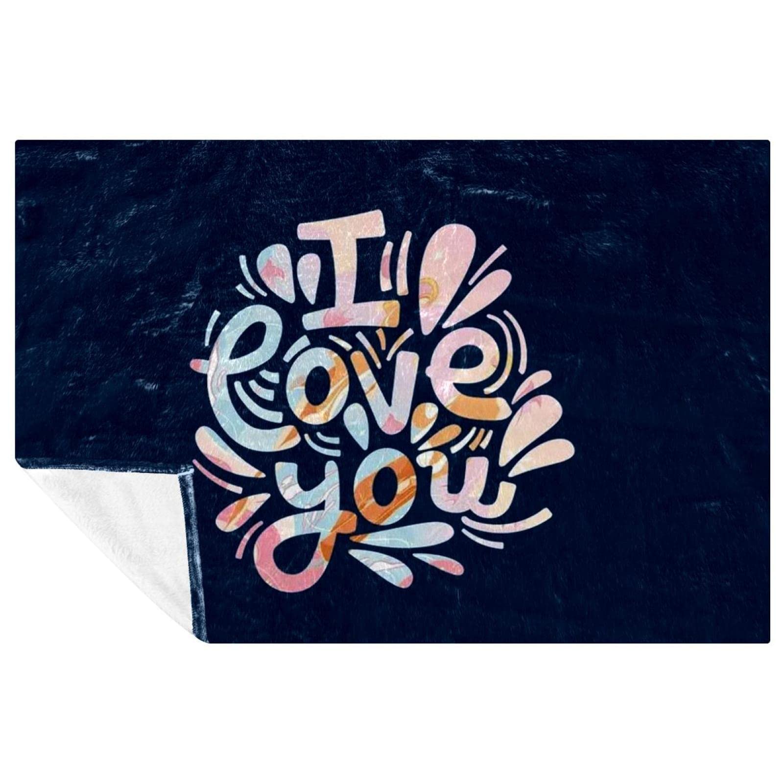 Couverture douce chaude I Love You Prints 150x100 cm pour lit et canapé