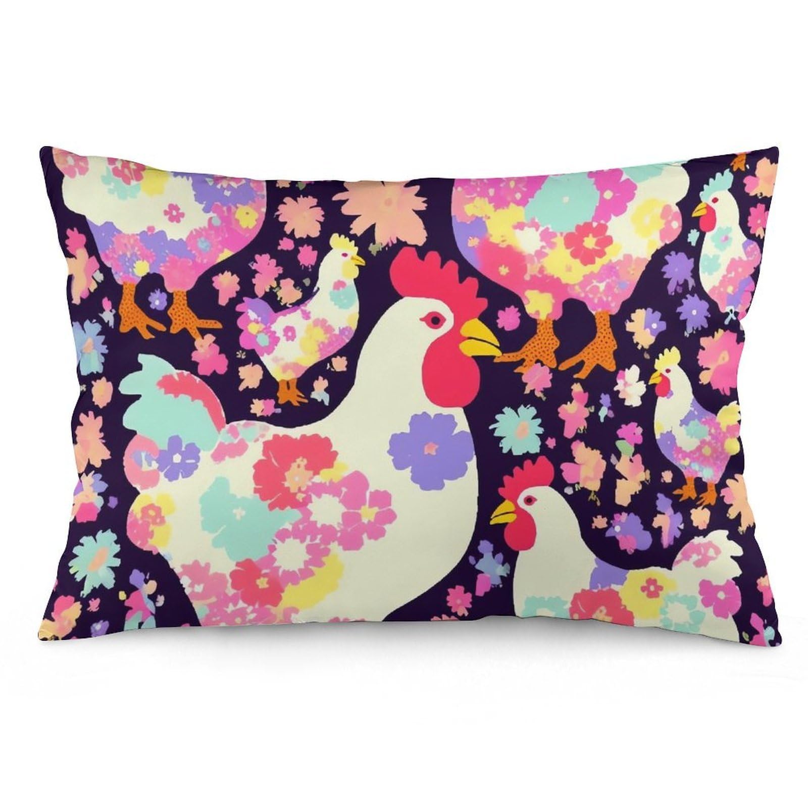 NTVOWPZO 2 Pack Decoration Throw Pillow Covers 12 "x20 Pillowcases Covers Flower Heart Chicken Pillowcases Modern Farmhouse Home Decor Sofa Cushions Covers for Couch Bed Living Room