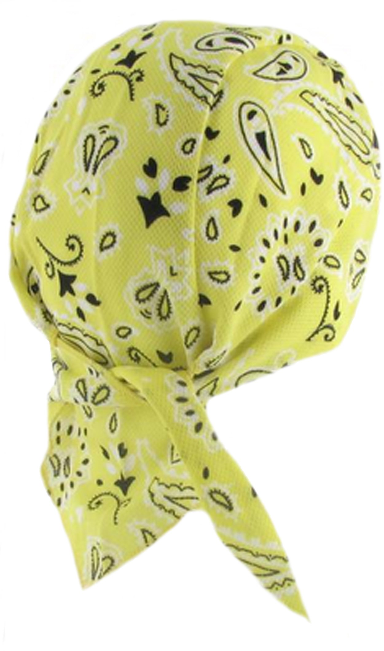 Buy Caps and Hats Paisley Doo Rag Du Rag Do Spandex Bandana Headwrap w SWEATBAND Chemo Cap Yellow