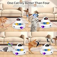 Vista 2 de Interactive Cat Toys for Indoor Cats,4-in-1 Automatic Kitten Toy with Laser, Fluttering Butterfly, Moving Feather & Track Balls, USB Rechargeable