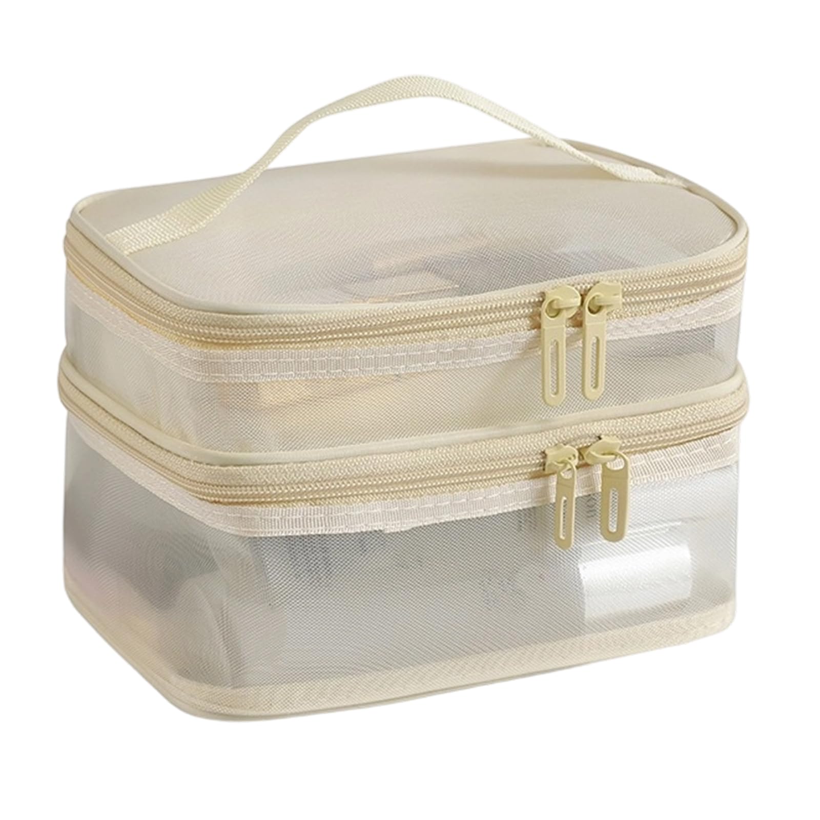 Xjdzineq Nylon Meshes Travel Cosmetic Organizers Double Compartment Waterproof Makeup Bag Women Men Toiletries Storage Nylon Toiletry